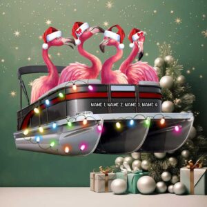 Pontoon Flamingo Christmas Personalized Christmas Ornament Gift for Pontoon Lovers