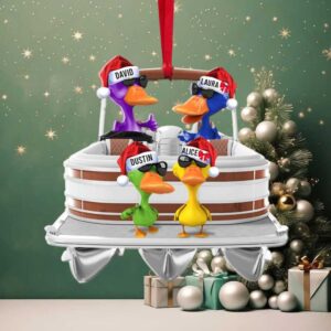 Pontoon Trip Duck Personalized Acrylic Ornament, Christmas Tree Decor