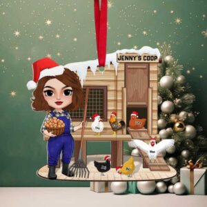 Poultry Girl & Chicken Coop Personalized Gifts For Farmer Christmas Ornament