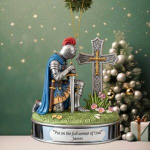 Put on the full armor of God Kneeling Knight Christmas Ornament