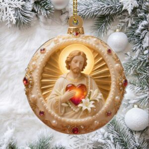 Sacred Heart of Jesus Ornament – Catholic Christmas Tree Decoration – Religious Gift for Faith Home – Christian Holiday Keepsake Sacred Heart of Jesus Ornament – Catholic Christmas Tree Decoration – Religious Gift for Faith Home – Christian Holiday Keepsake