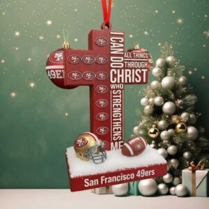 San Francisco 49ers All Things Through Christ Cross Ornament