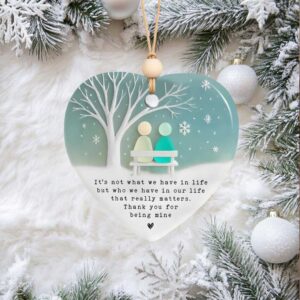Sea Glass Couple Heart Ornament • 2025 Ceramic Christmas Keepsake • Thank You for Being Mine Message • Gift for Partner or Friend Sea Glass Couple Heart Ornament • 2025 Ceramic Christmas Keepsake • Thank You for Being Mine Message • Gift for Partner or Friend