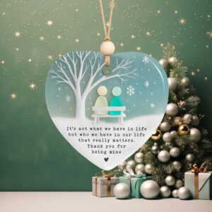 Sea Glass Couple Heart Ornament • 2025 Ceramic Christmas Keepsake • Thank You for Being Mine Message • Gift for Partner or Friend