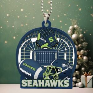 Seattle Seahawks Football Helmet & Field Ornament
