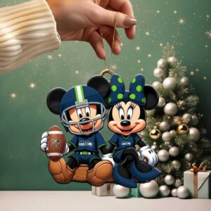 Seattle Seahawks Mickey and Minnie Mouse NFL Christmas Ornament