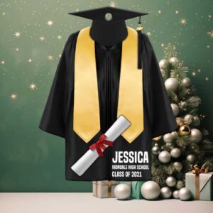 Senior Graduate Cap And Gown Personalized Christmas Ornament