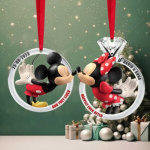 Set Of 2 Personalized Ornaments For Couple Christmas Gift, Anniversary Gift Ideas
