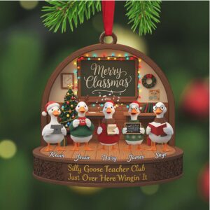 Silly Goose Teacher Club Personalized Christmas Ornament