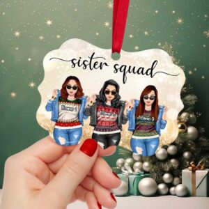 Sister Squad Personalized Friends Benelux Ornament Christmas Gift Afro Girls, Trip Girls
