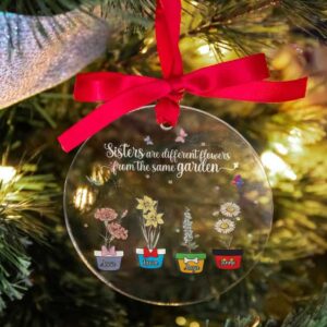 Sisters are Different Flowers Personalized Ornament