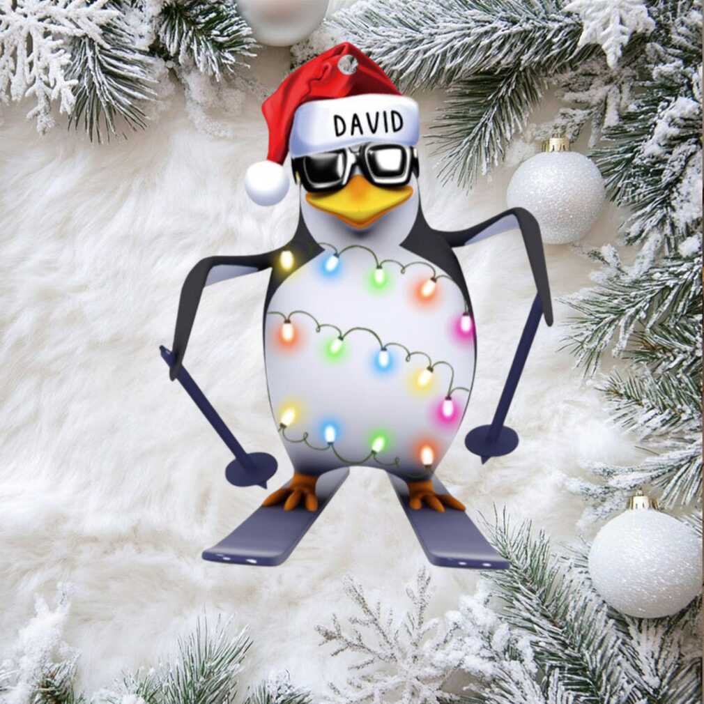 Skiing Penguin With Christmas Light Personalized Christmas Ornament Gift For Skiing Lovers Skiing Penguin With Christmas Light Personalized Christmas Ornament Gift For Skiing Lovers