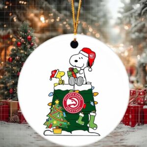 Snoopy And Woodstock NBA Christmas Ornament 2025 For Atlanta Hawks Fans