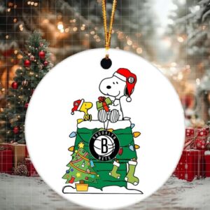 Snoopy And Woodstock NBA Christmas Ornament 2025 For Brooklyn Nets Fans