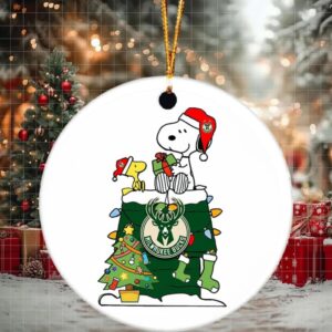 Snoopy And Woodstock NBA Christmas Ornament 2025 For Milwaukee Bucks Fans