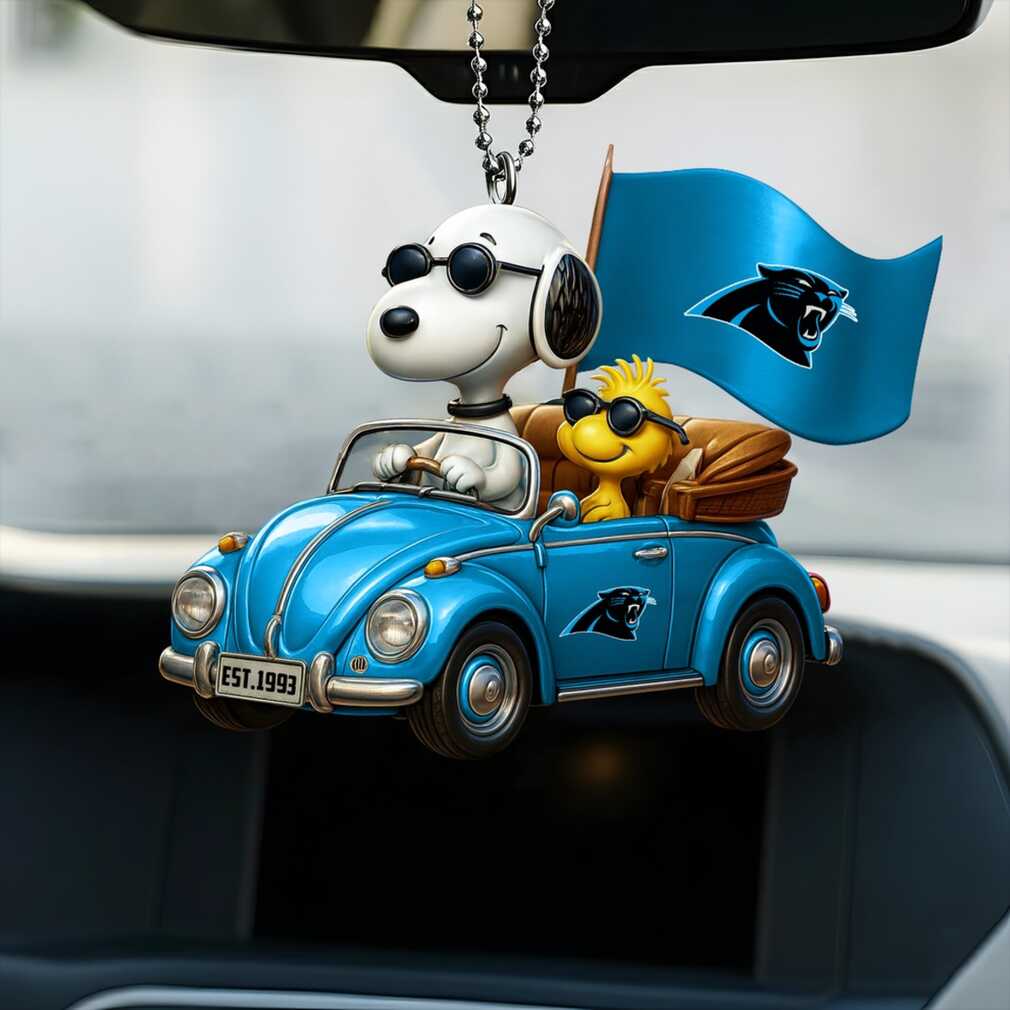 Snoopy & Woodstock Carolina Panthers Fan Car Ornament Snoopy & Woodstock Carolina Panthers Fan Car Ornament