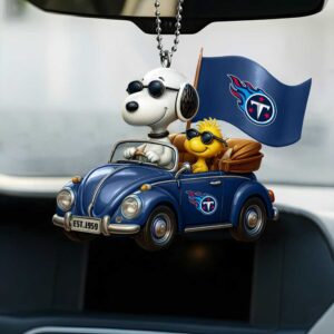 Snoopy & Woodstock Tennessee Titans VW Beetle Car Ornament