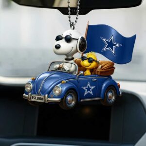 Snoopy and Woodstock Ride the Dallas Cowboys Car Ornament