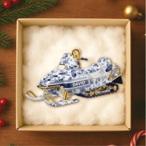 Snowmobile Toile de Jouy Ornament Personalized Christmas Gifts 01PGDT151025