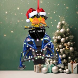 Snowmobiling Duck Personalized Christmas Ornament Christmas Gift For Snowmobile Lovers