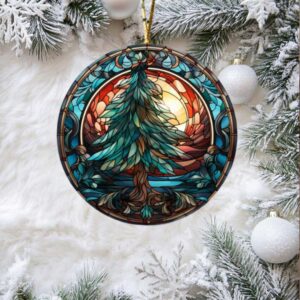 Stained Glass Christmas Tree Ornaments