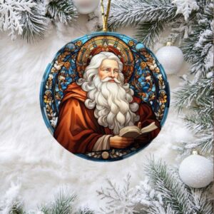 Stained Glass Themed Santa Claus Ceramic Ornaments