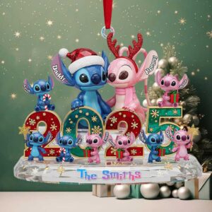 Stitch Family Crystal Custom Shape Acrylic Ornament, Personalized