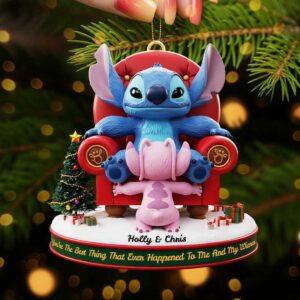 Stitch and Angel Couple Christmas Ornament
