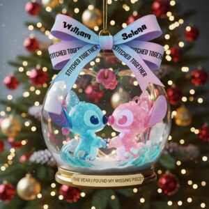Stitch and Angel Stitched Together Christmas Ornament