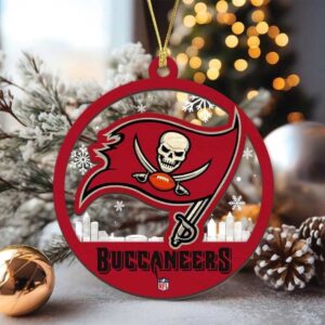 Tampa Bay Buccaneers Wooden Logo Christmas Ornament