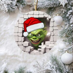 The Grinch Christmas Ornament Dr. Seuss Santa Hat Holiday Tree Decor Xmas 2D