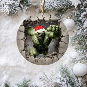 The Incredible Hulk Is Coming To Christmas Circle Ornament