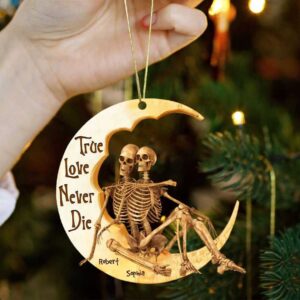 True Love Never Dies Personalized Skeleton Couple Moon Ornament