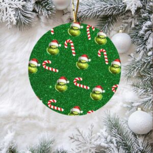 Whimsical Grinch & Candy Cane Christmas Ornament