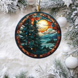 Winter Landscape Stained Glass Christmas Ornament