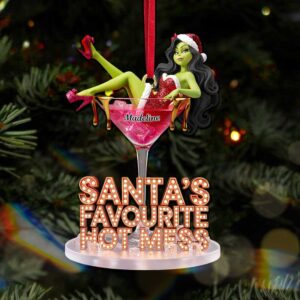 personalized Christmas ornament featuring a character inspired by the Grinch personalized Christmas ornament featuring a character inspired by the Grinch