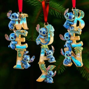 personalized Christmas ornaments featuring the character Stitch from Disney’s Lilo & Stitch personalized Christmas ornaments featuring the character Stitch from Disney’s Lilo & Stitch