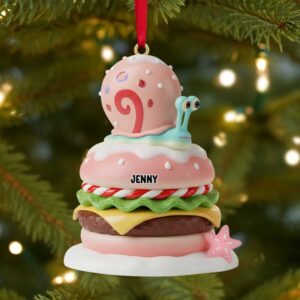 personalized Christmas tree ornament featuring Gary the Snail from the show SpongeBob SquarePants