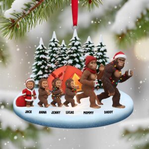 personalized Sasquatch or Bigfoot family Christmas ornament
