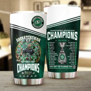 112th Grey Cup Glory Saskatchewan Roughriders Champions Tumbler 112th Grey Cup Glory Saskatchewan Roughriders Champions Tumbler