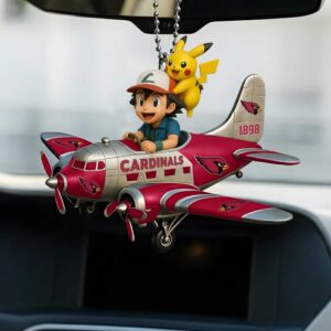 Arizona Cardinals Pokémon Pikachu Ash Ketchum Airplane Christmas Ornament