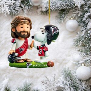 Atlanta Falcons NFL Jesus & Snoopy Christmas Ornament