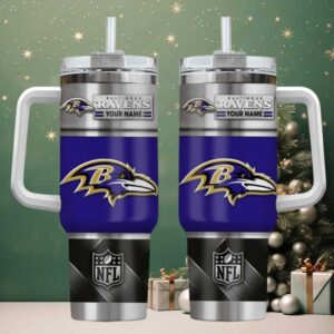 BAL Ravens Custom Stanley Cup 40oz. Stainless Steel Travel Tumbler With Handle