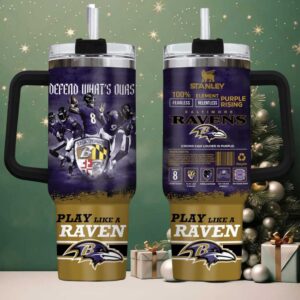 BAL Ravens Football Custom Stanley Game Day Stainless Steel Tumbler 40oz 30oz With Handle