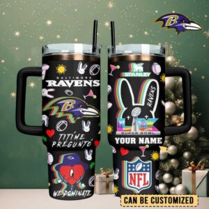 BAL Ravens Football x Bad Bunny Custom Stanley Cup 40 oz Tumbler With Handle