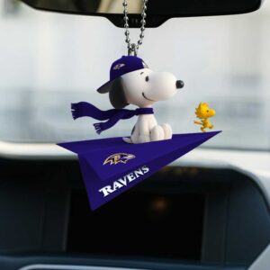 Baltimore Ravens Snoopy & Woodstock Paper Airplane Hanging Ornament