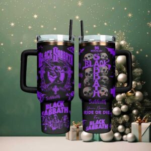 Black Sabbath Stanley Tumbler, 40oz 'Ride or Die' Purple & Black Band Merch