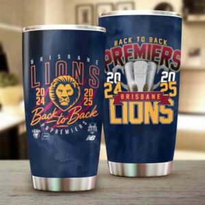 Brisbane Lions 2024 2025 Back to Back Premiers Commemorative Tumbler Brisbane Lions 2024 2025 Back to Back Premiers Commemorative Tumbler