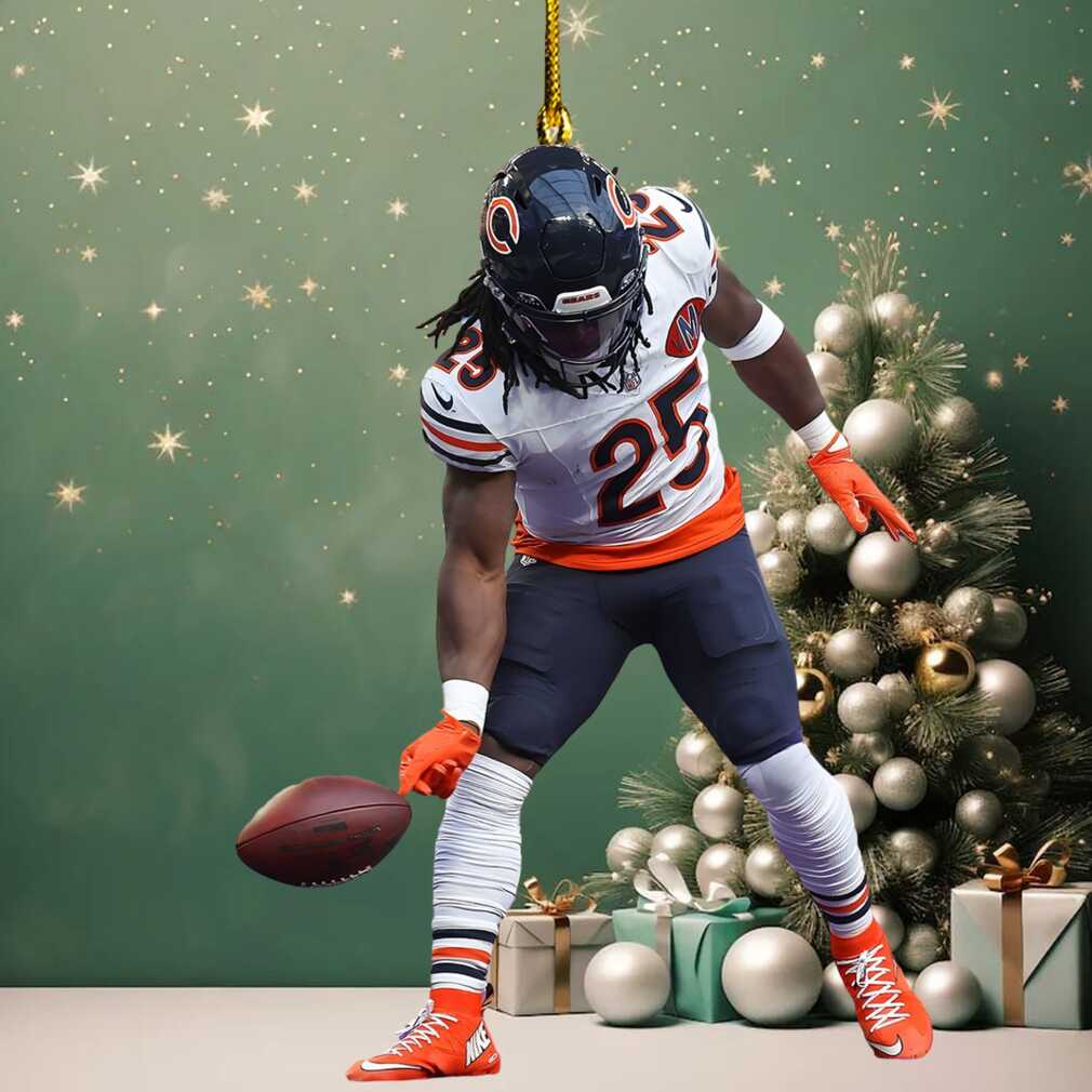 Chicago Bears Kyle Monangai #25 Christmas Ornament Chicago Bears Kyle Monangai #25 Christmas Ornament