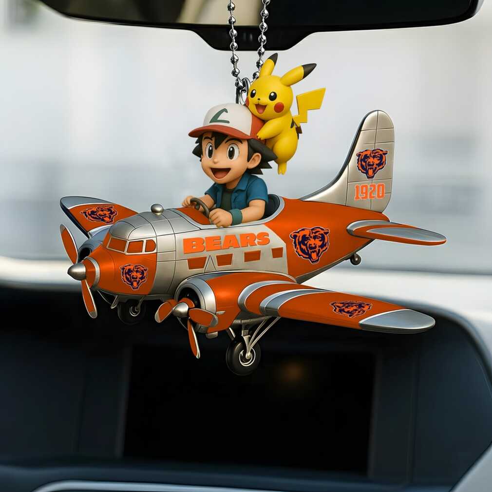 Chicago Bears Pikachu & Ash Ketchum Airplane Ornament Chicago Bears Pikachu & Ash Ketchum Airplane Ornament